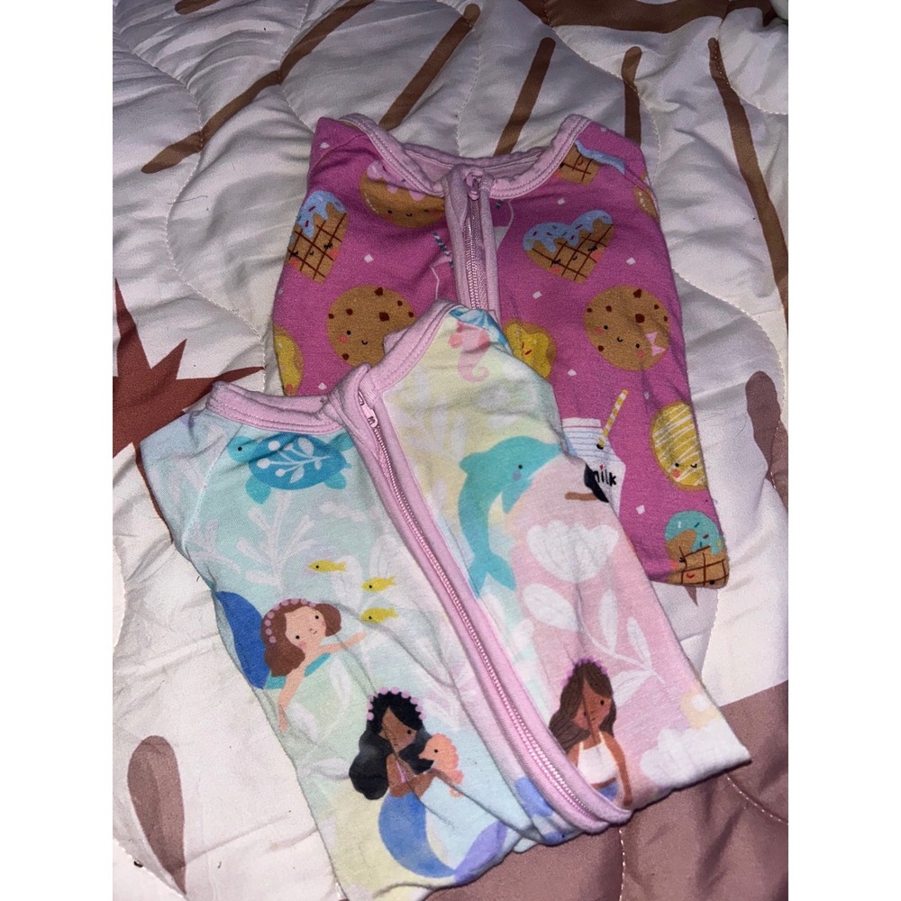 Little Sleepies Preemie Zippie Bamboo Bundle Mermaid Milk & Cookies Set of 2